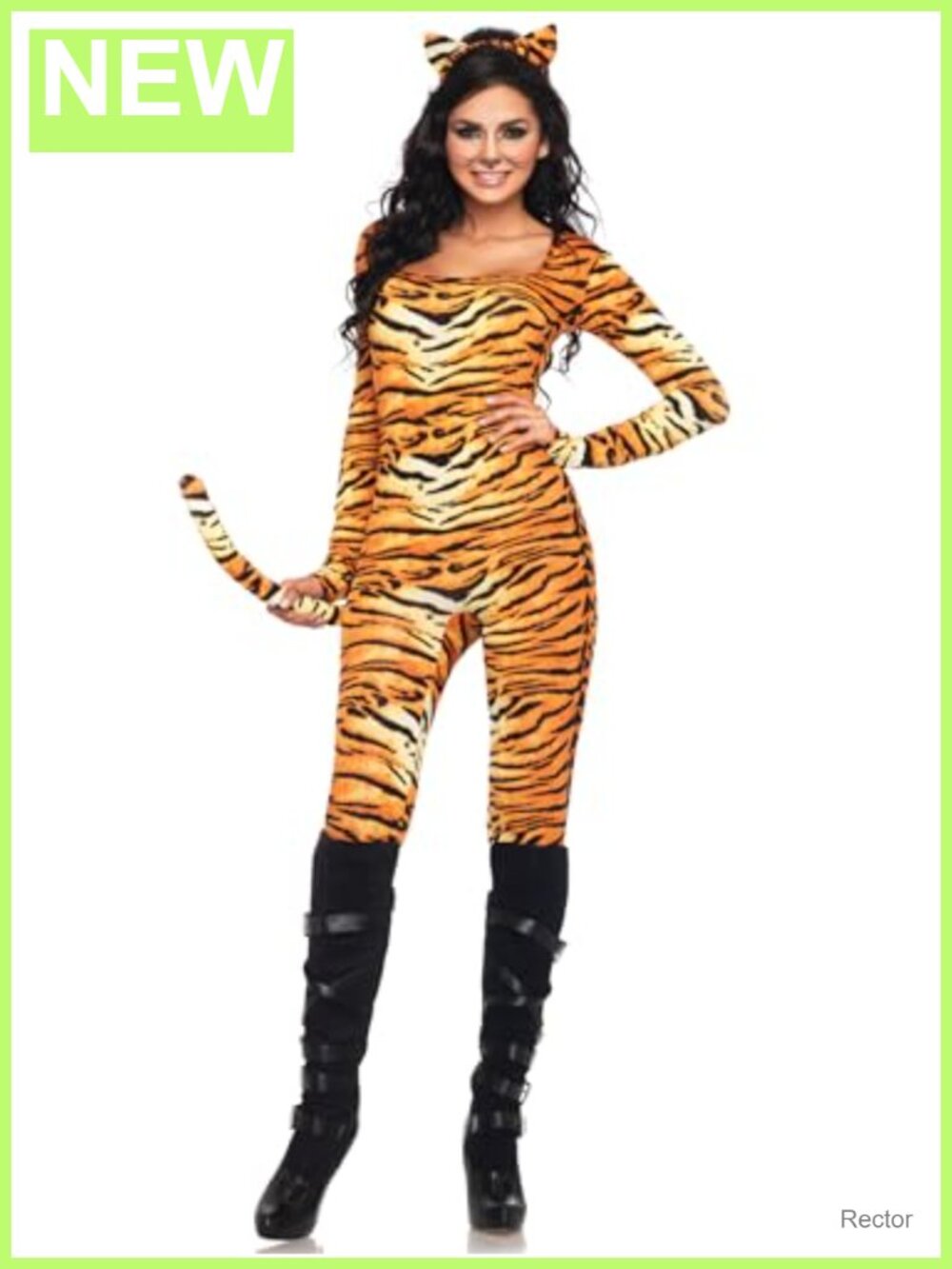 Wild Tigress Catsuit Costume 2 Piece Set with Ear Headband